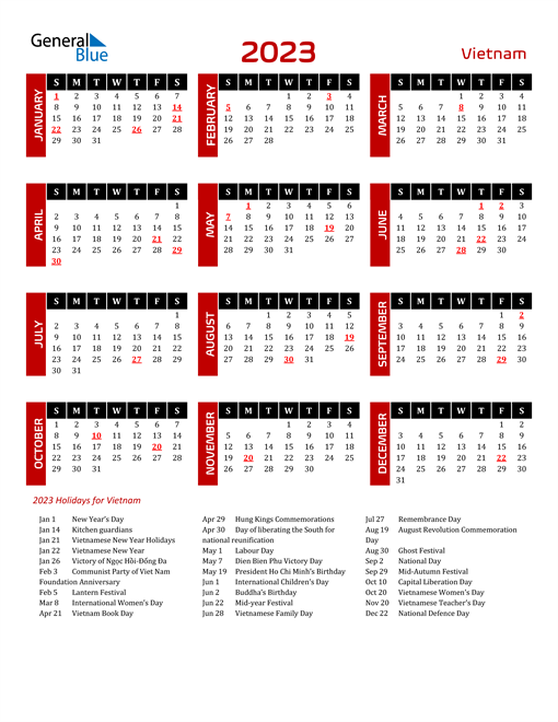 Download Vietnam 2023 Calendar