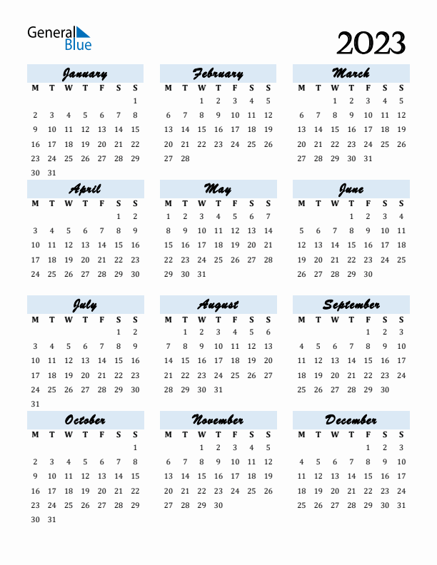 Calendar 2023 Free Download and Print