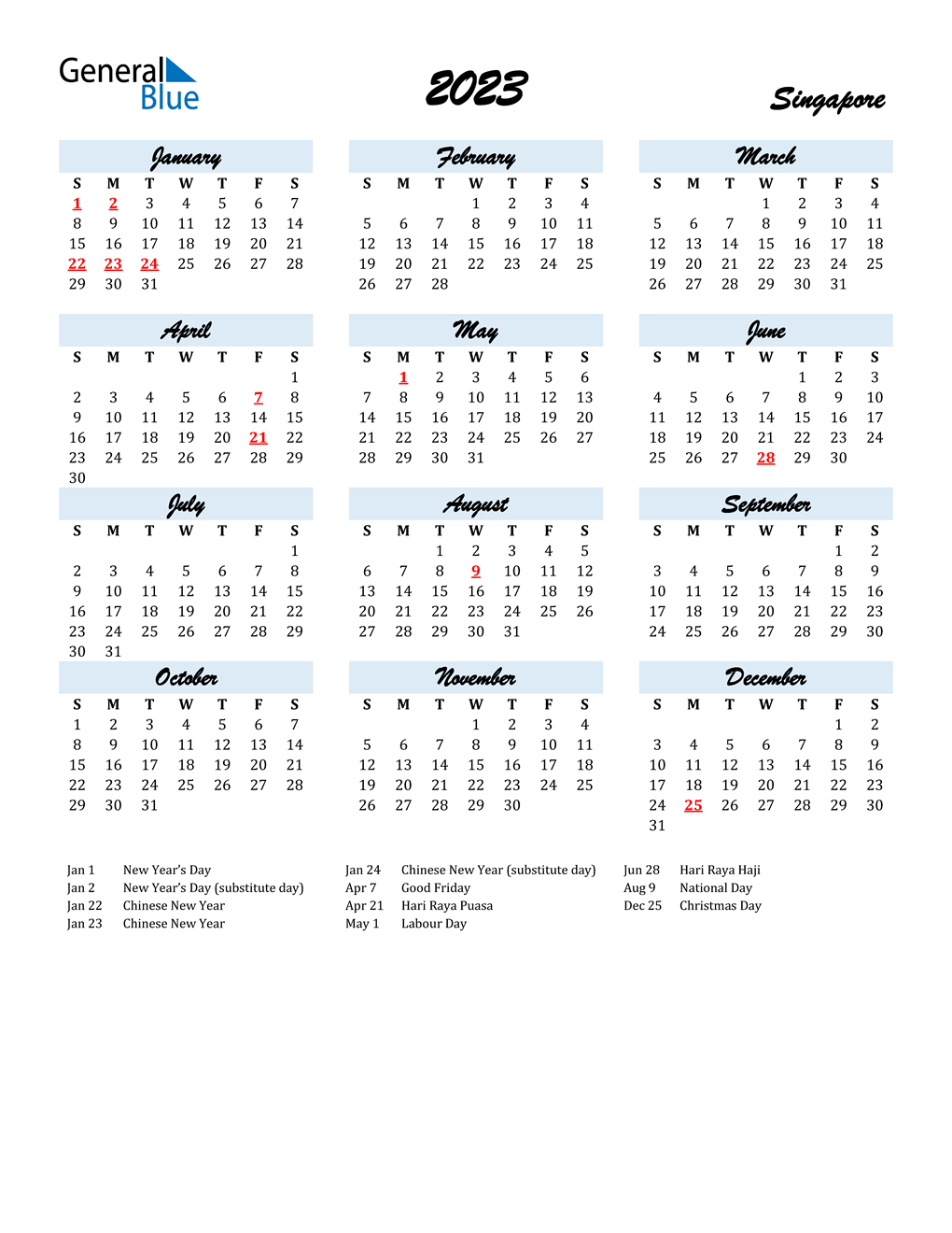 Pcsb 2022 23 Calendar 2023 Singapore Calendar With Holidays