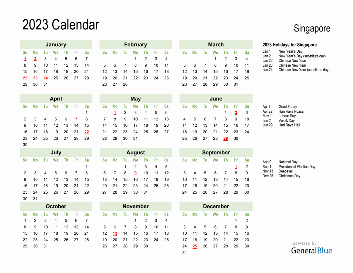 Ramadan 2023 Calendar -  Singapore