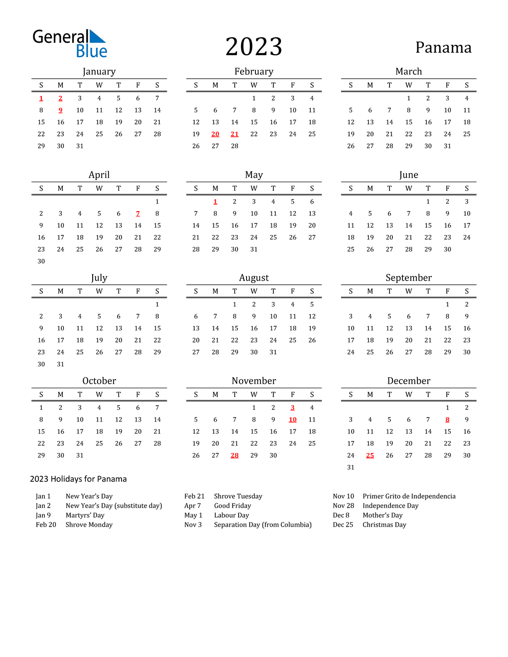 2023 Calendar With Holidays Trinidad 2023 Panama Calendar With Holidays