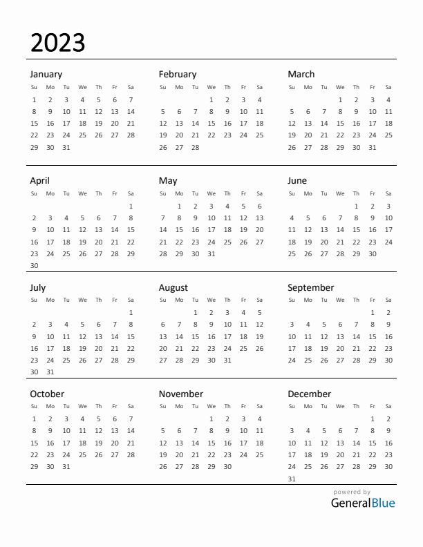 Free 2023 Calendars in PDF, Word, Excel