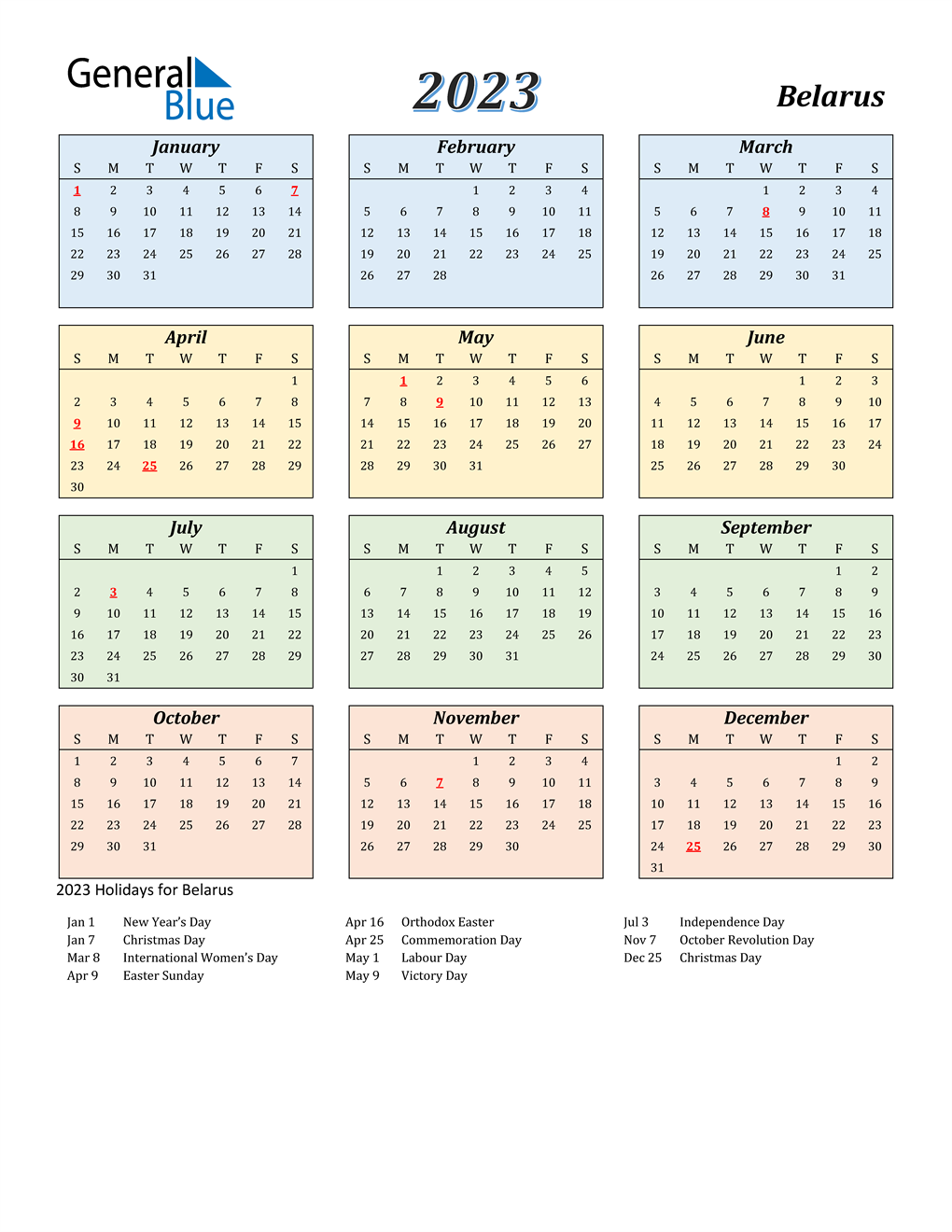 Ysu Spring 2023 Calendar 2023 Belarus Calendar With Holidays