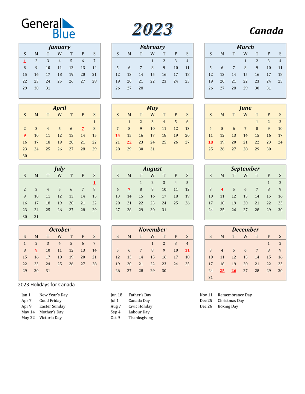2023 Calendar Printable With Holidays 2023