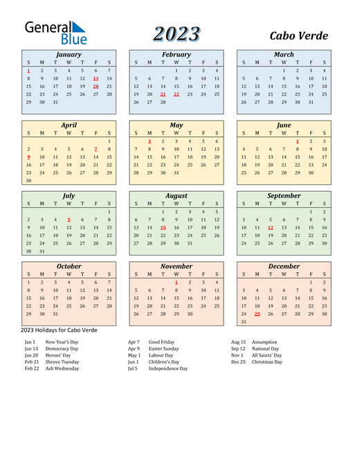 Cabo Verde Calendar 2023