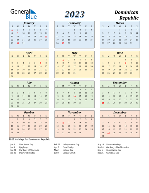 Dominican Republic Calendar 2023