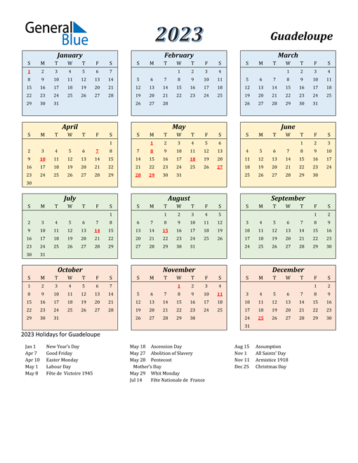 Guadeloupe Calendar 2023