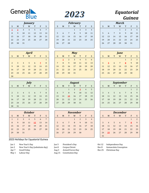 Equatorial Guinea Calendar 2023