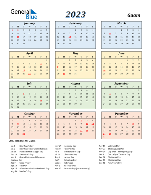 Guam Calendar 2023
