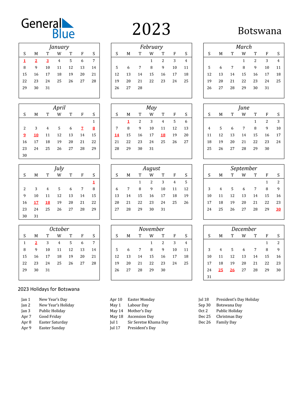 2023 Printable Calendar With South Africa Holidays Free Printable