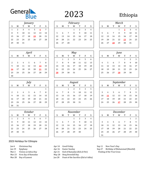 Ethiopian Fasting Calendar 2023 Printable Calendar 2023