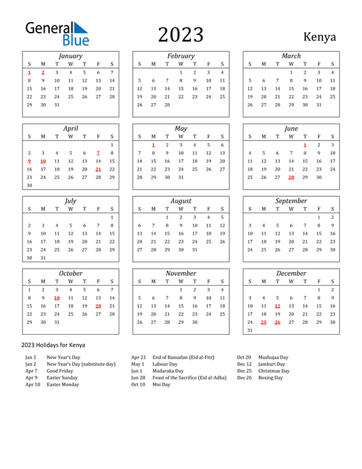 2023 kenya calendar with holidays 2023 kenya calendar with holidays