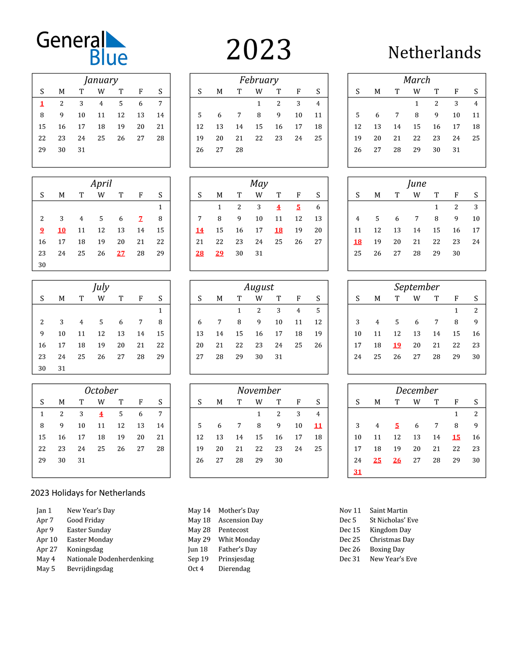 University Of Cincinnati 2023 Calendar 2023 Netherlands Calendar With Holidays