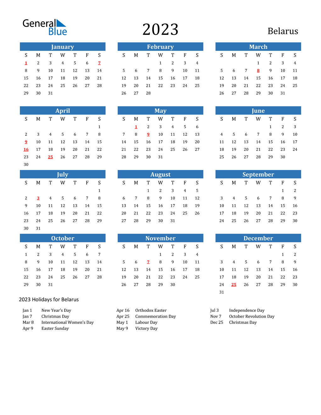 Ysu Spring 2023 Calendar 2023 Belarus Calendar With Holidays