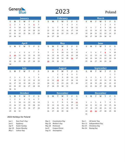 2023 Poland Calendar with Holidays