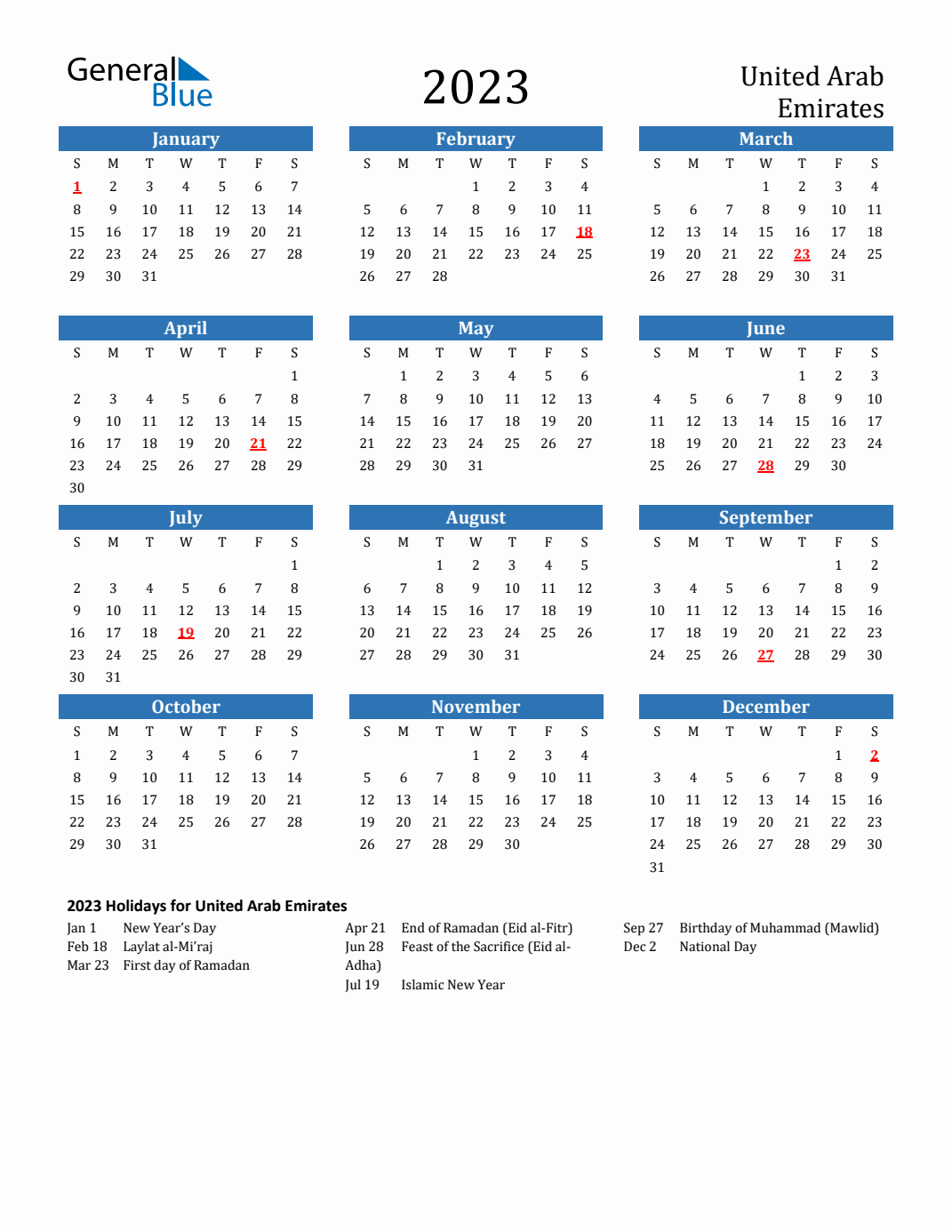 Uae Calendar 2023 With Holidays Get Calendar 2023 Update