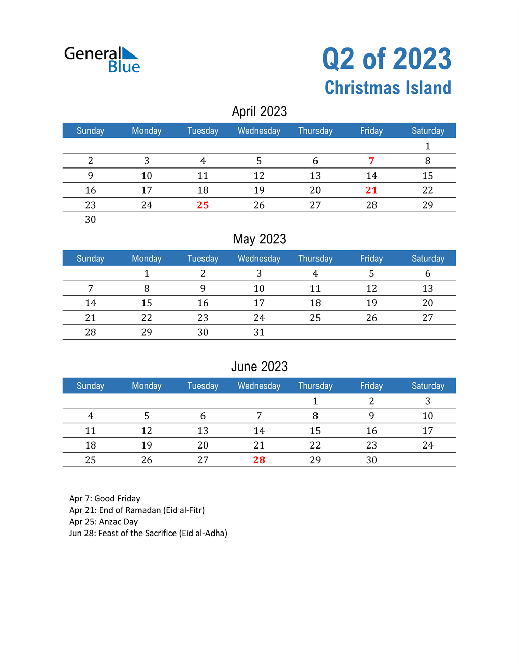  Christmas Island 2023 Quarterly Calendar 