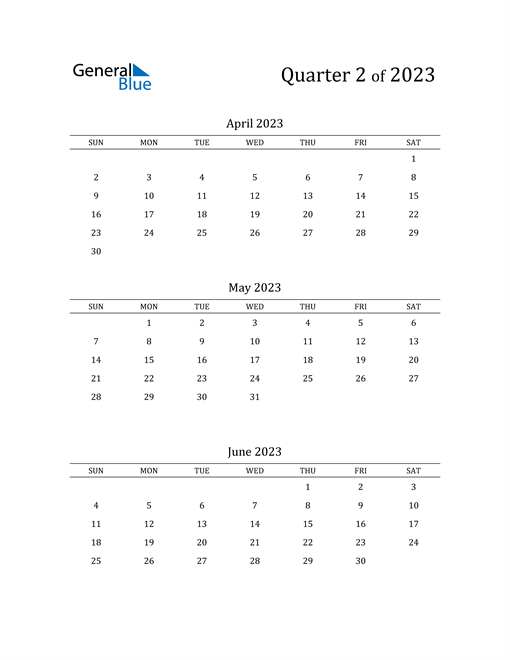  2023 Three-Month Calendar