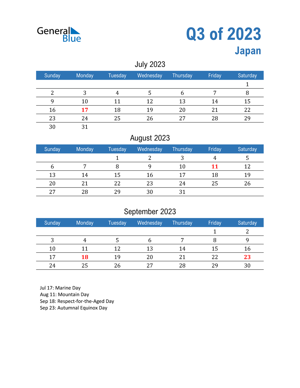  Japan 2023 Quarterly Calendar 