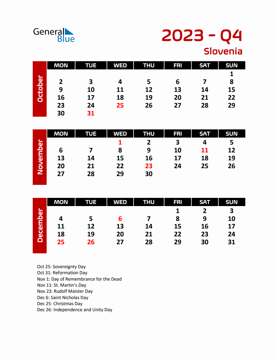 Q4 2023 Calendar With Holidays 7787