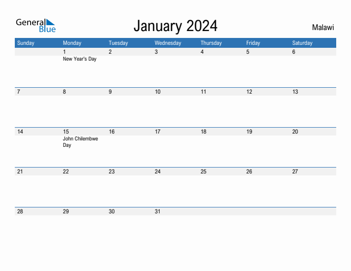 Fillable January 2024 Calendar