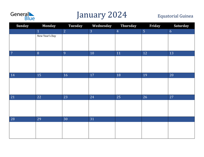 January 2024 Equatorial Guinea Calendar