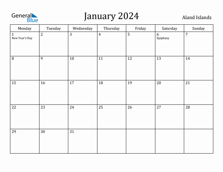 January 2024 Calendar Aland Islands