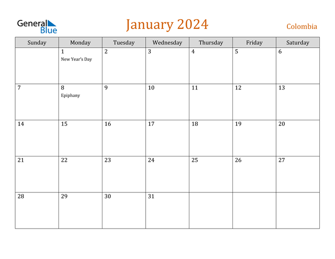 January 2024 Holiday Calendar