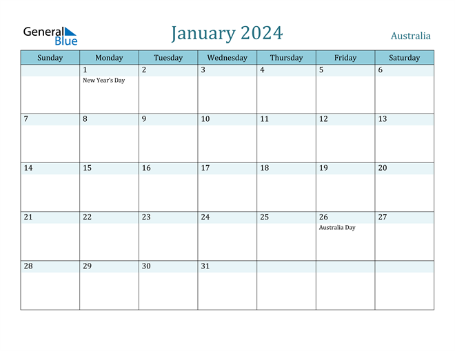 January 2024 Calendar Printable Cute Cool Latest List Of January 2024 Calendar Blank