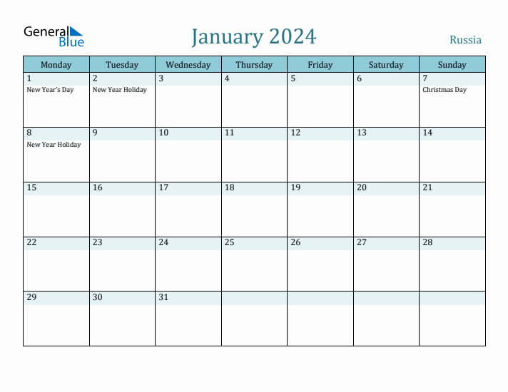 January 2024 Calendar with Holidays