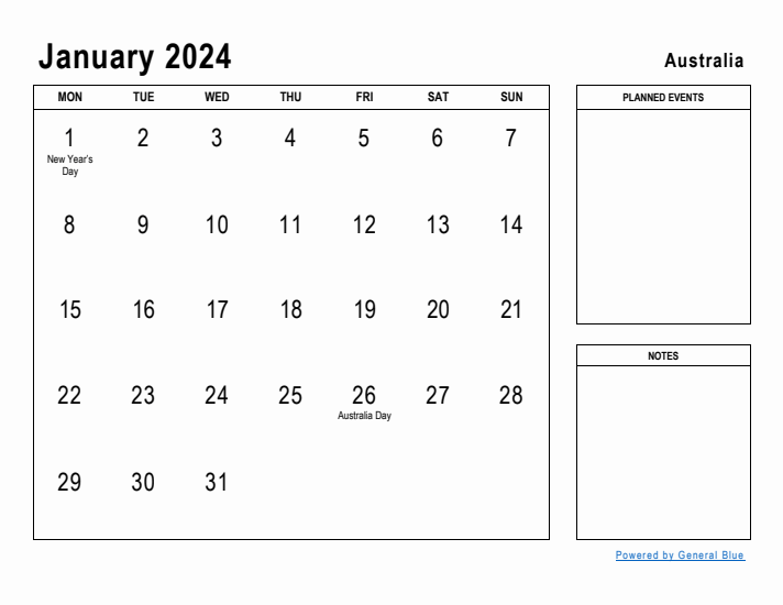 Printable Calendar January 2024 Australian Jany Roanne