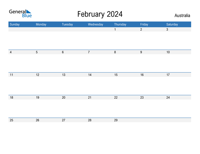 February 2024 Calendar with Australia Holidays