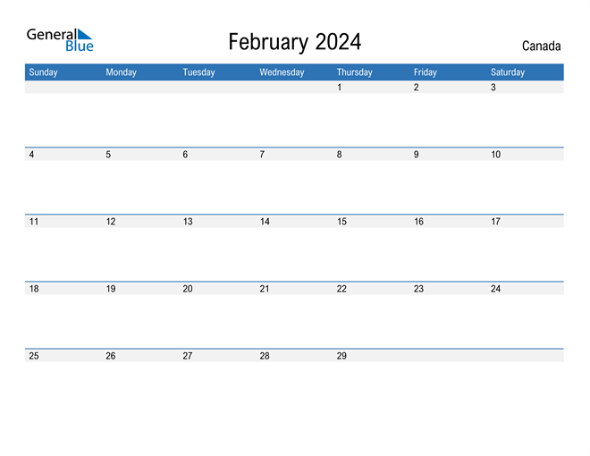February 2024 Calendar with Canada Holidays