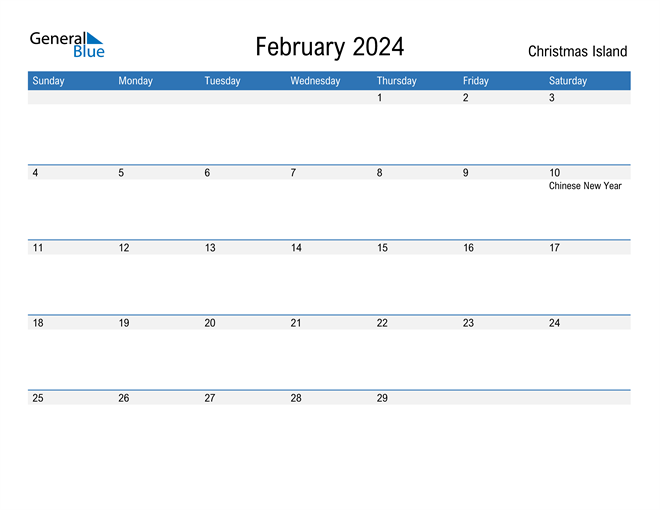 February 2024 Calendar with Christmas Island Holidays