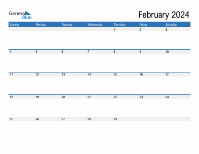 Current month calendar February 2024