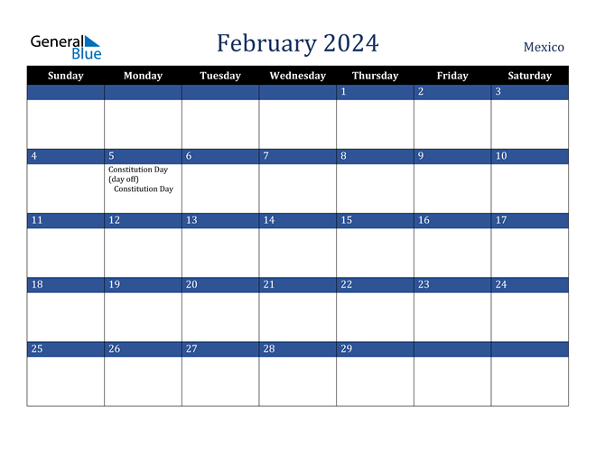 February 2024 Mexico Calendar