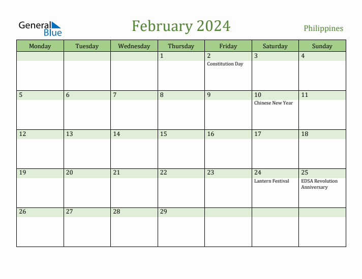 February 2024 Calendar with Philippines Holidays