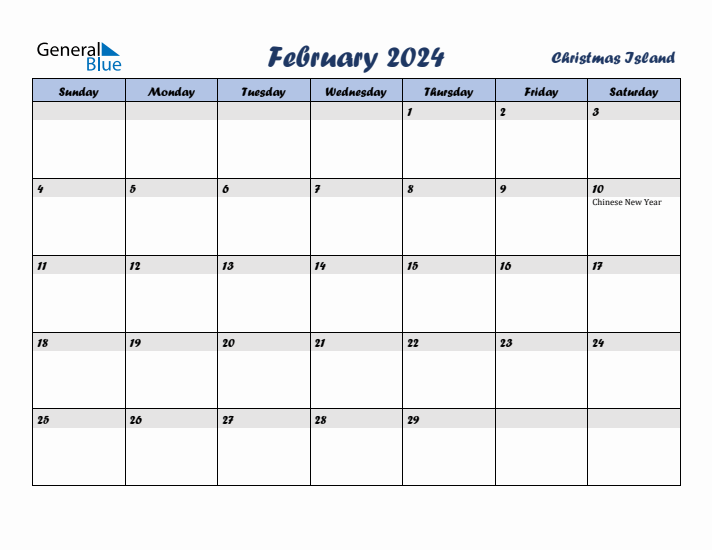 February 2024 Calendar with Holidays in Christmas Island