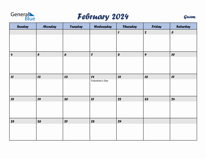 February 2024 Calendar with Holidays in Guam