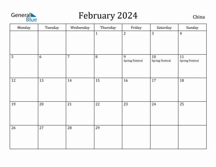 February 2024 Calendar China