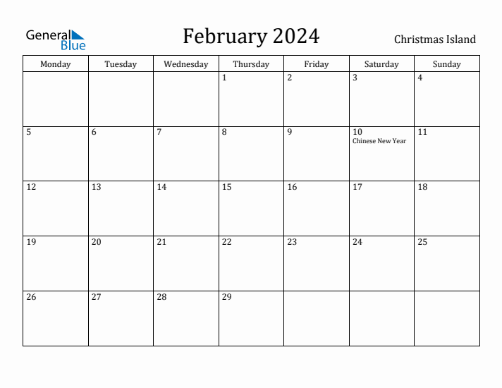 February 2024 Calendar Christmas Island