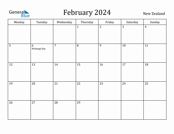 February 2024 Calendar New Zealand