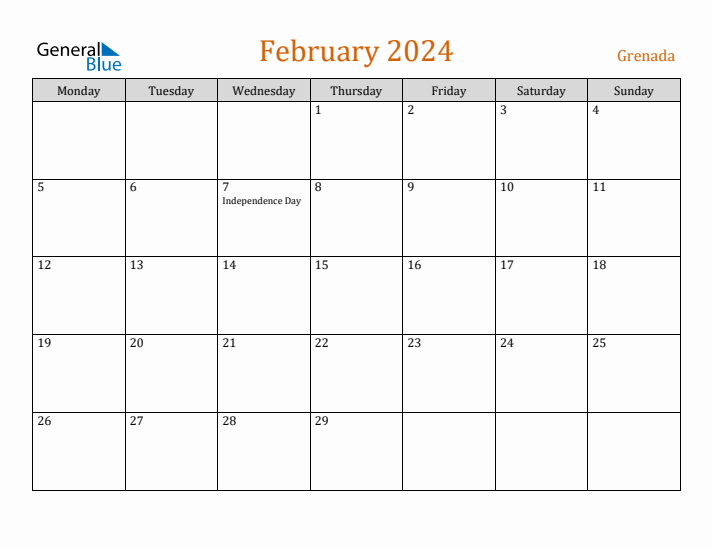 February 2024 Holiday Calendar with Monday Start