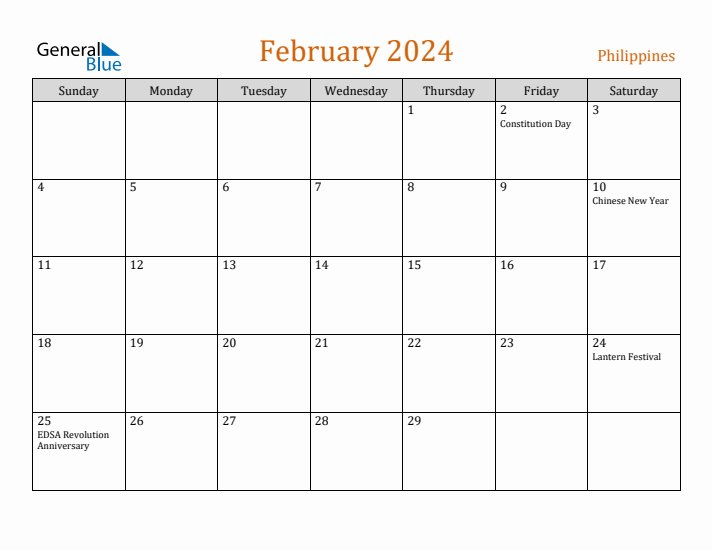 Free February 2024 Philippines Calendar