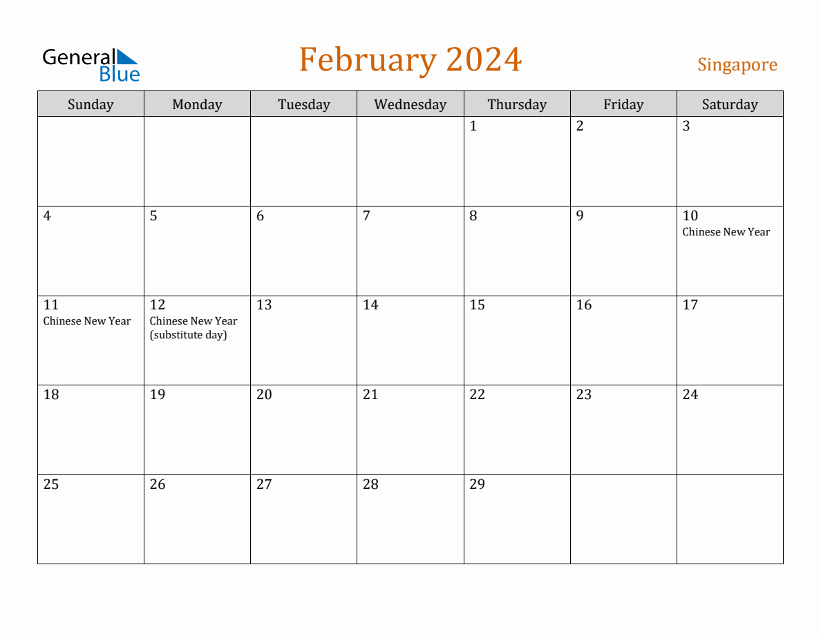 Free February 2024 Singapore Calendar