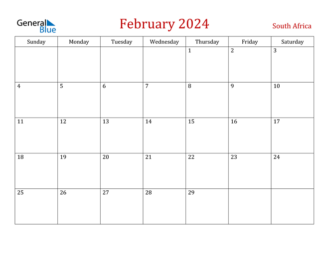 2024 February Calendar With National Holidays South African American