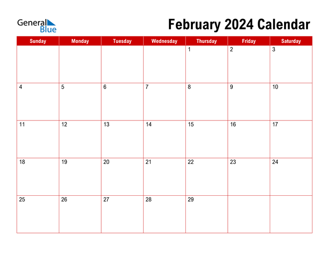 February 2024 Calendar (PDF Word Excel)