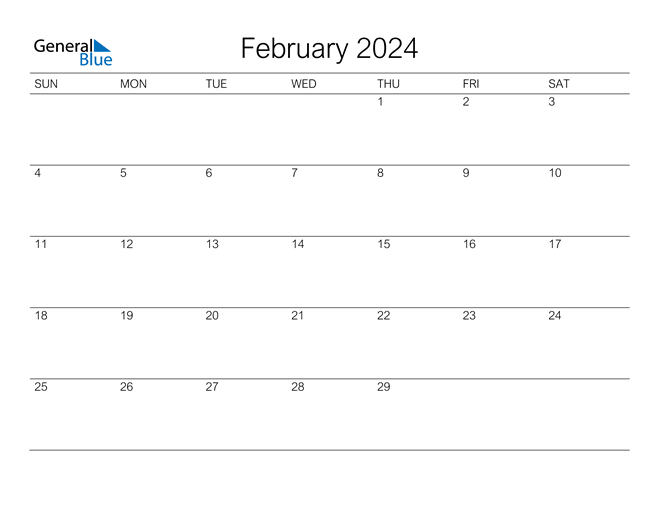 February 2024 Calendar (PDF Word Excel)