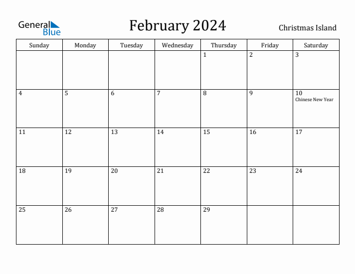 February 2024 Calendar Christmas Island