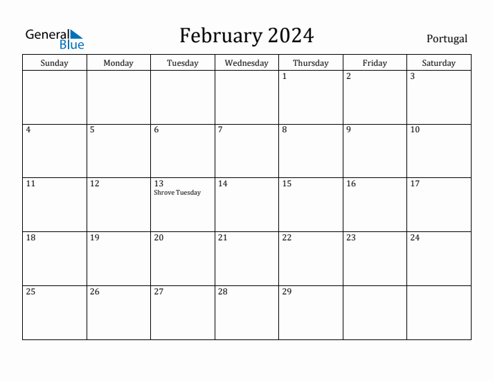 February 2024 Calendar Portugal